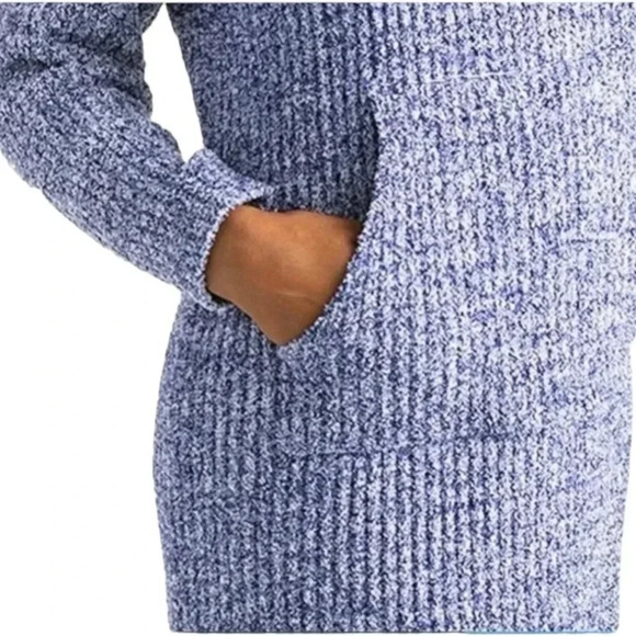 SOFTIES | Marshmallow Slouch Turtleneck Lounger Dress | Plush Pajama Blue | S/M - Picture 3 of 10
